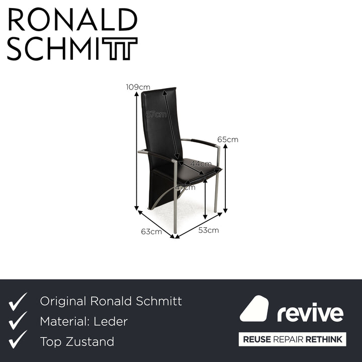 Lot de 6 chaises en cuir noir Ronald Schmitt