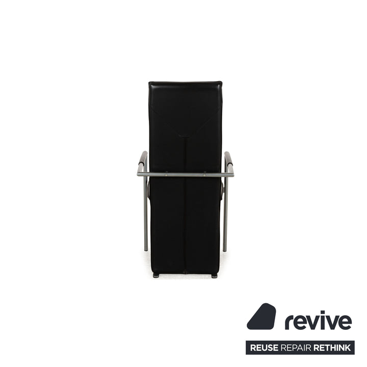 Lot de 6 chaises en cuir noir Ronald Schmitt