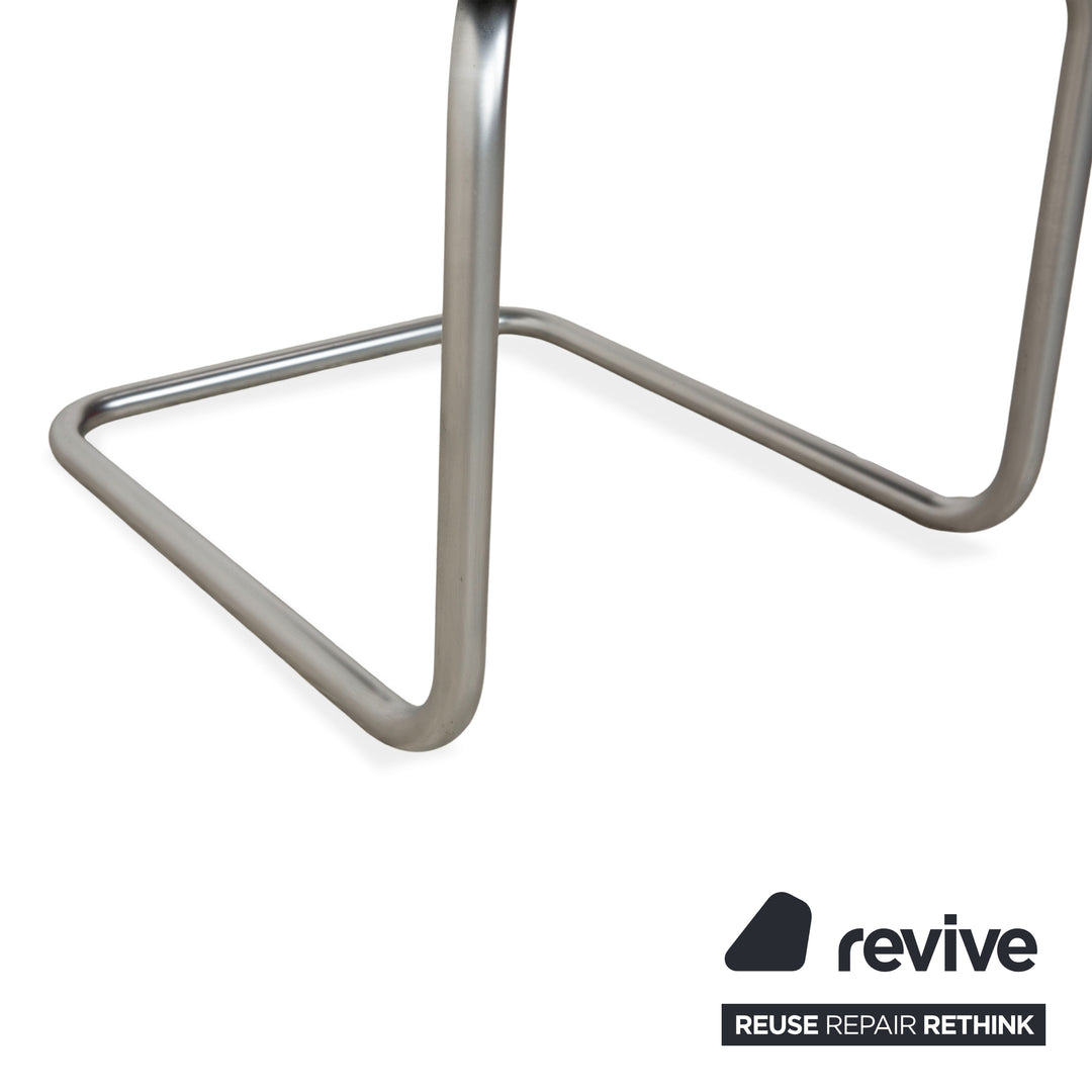 Ronald Schmitt set of 6 leather chairs, black chrome, dining room