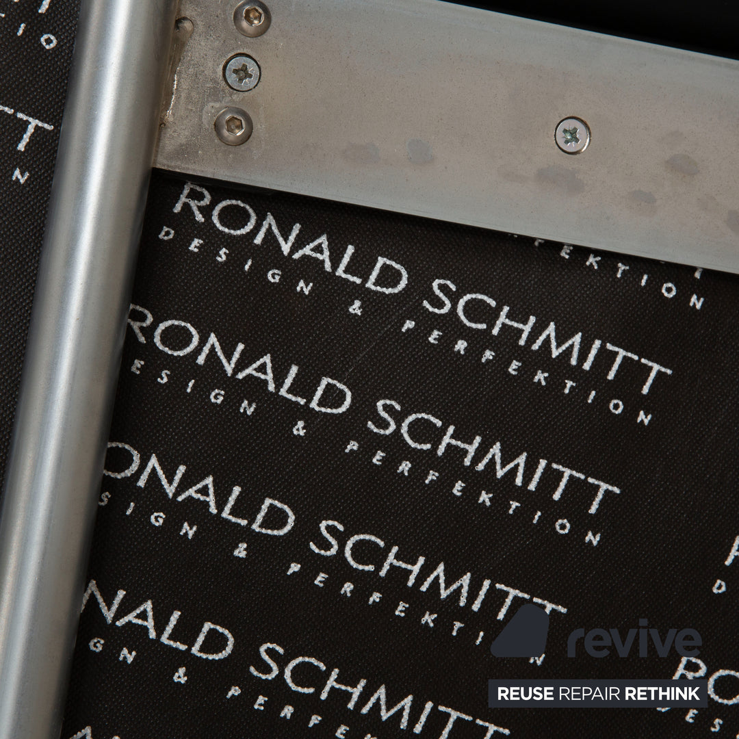 Ronald Schmitt set of 6 leather chairs, black chrome, dining room