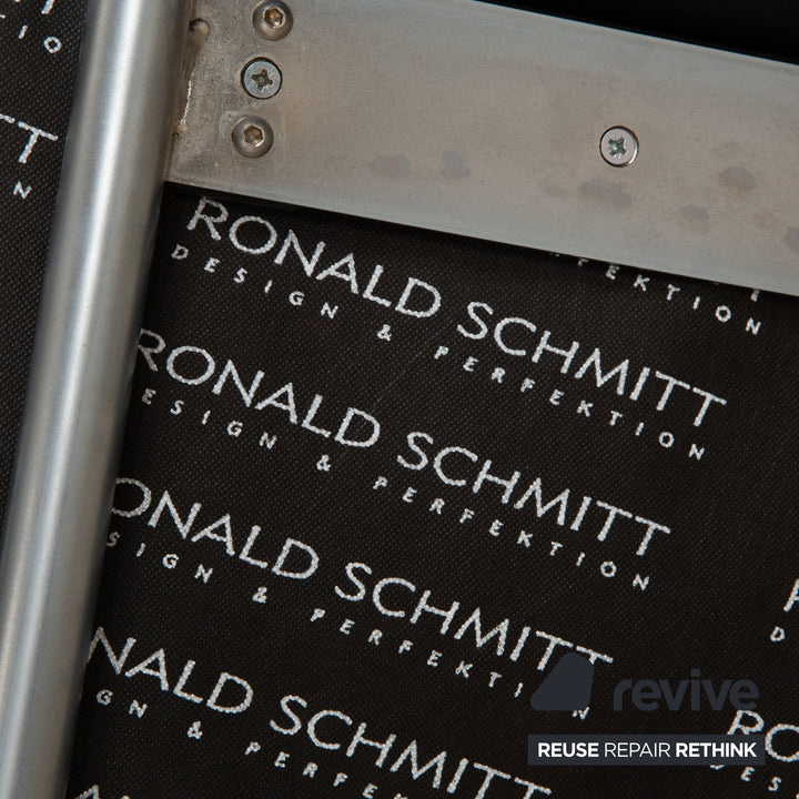 Ronald Schmitt set of 6 leather chairs, black chrome, dining room