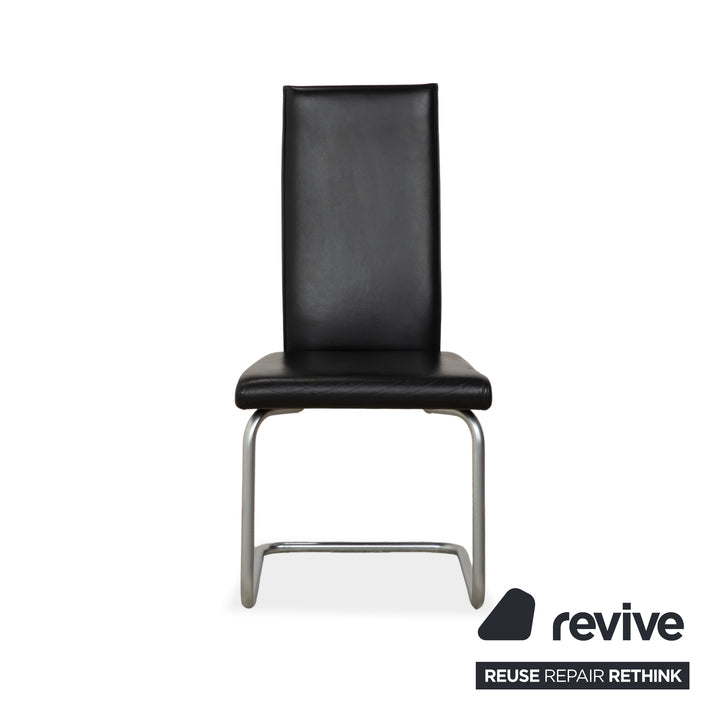 Ronald Schmitt set of 6 leather chairs, black chrome, dining room