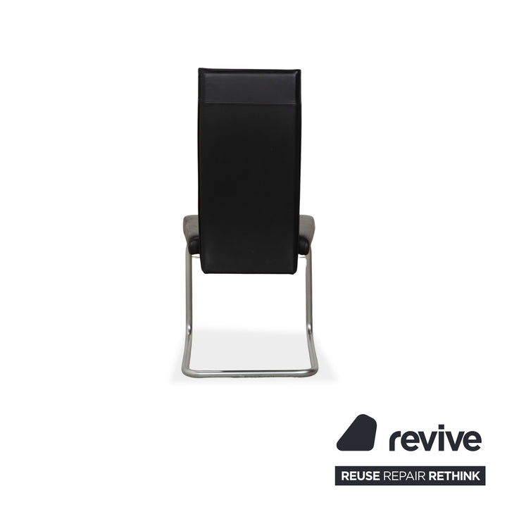 Ronald Schmitt set of 6 leather chairs, black chrome, dining room