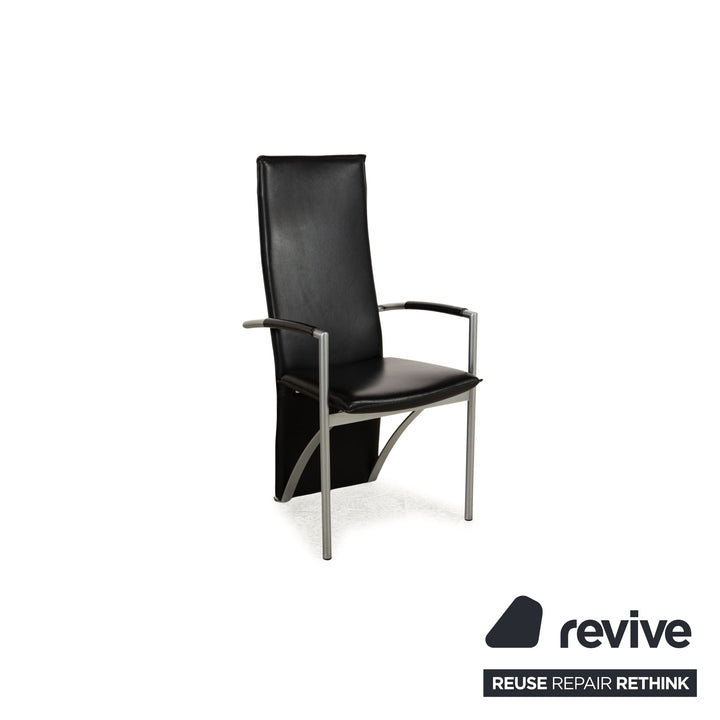 Lot de 6 chaises en cuir noir Ronald Schmitt