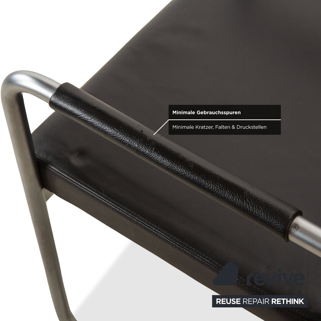 Ensemble de 6 fauteuils de salle à manger Ronald Schmitt RST 16 en cuir noir