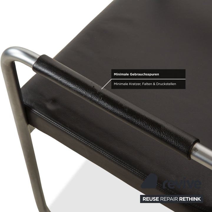 Ensemble de 6 fauteuils de salle à manger Ronald Schmitt RST 16 en cuir noir
