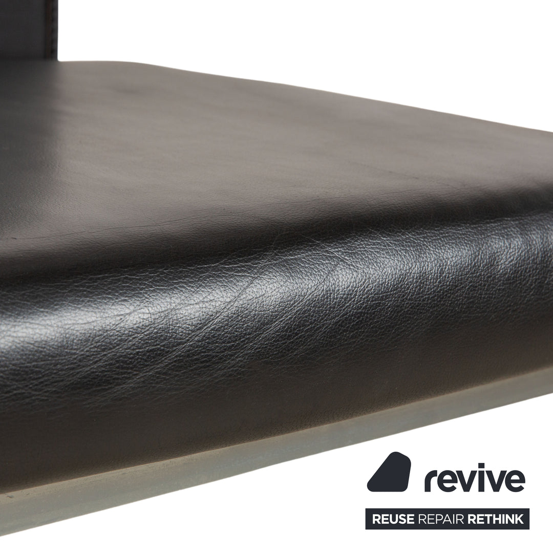 Ensemble de 6 fauteuils de salle à manger Ronald Schmitt RST 16 en cuir noir