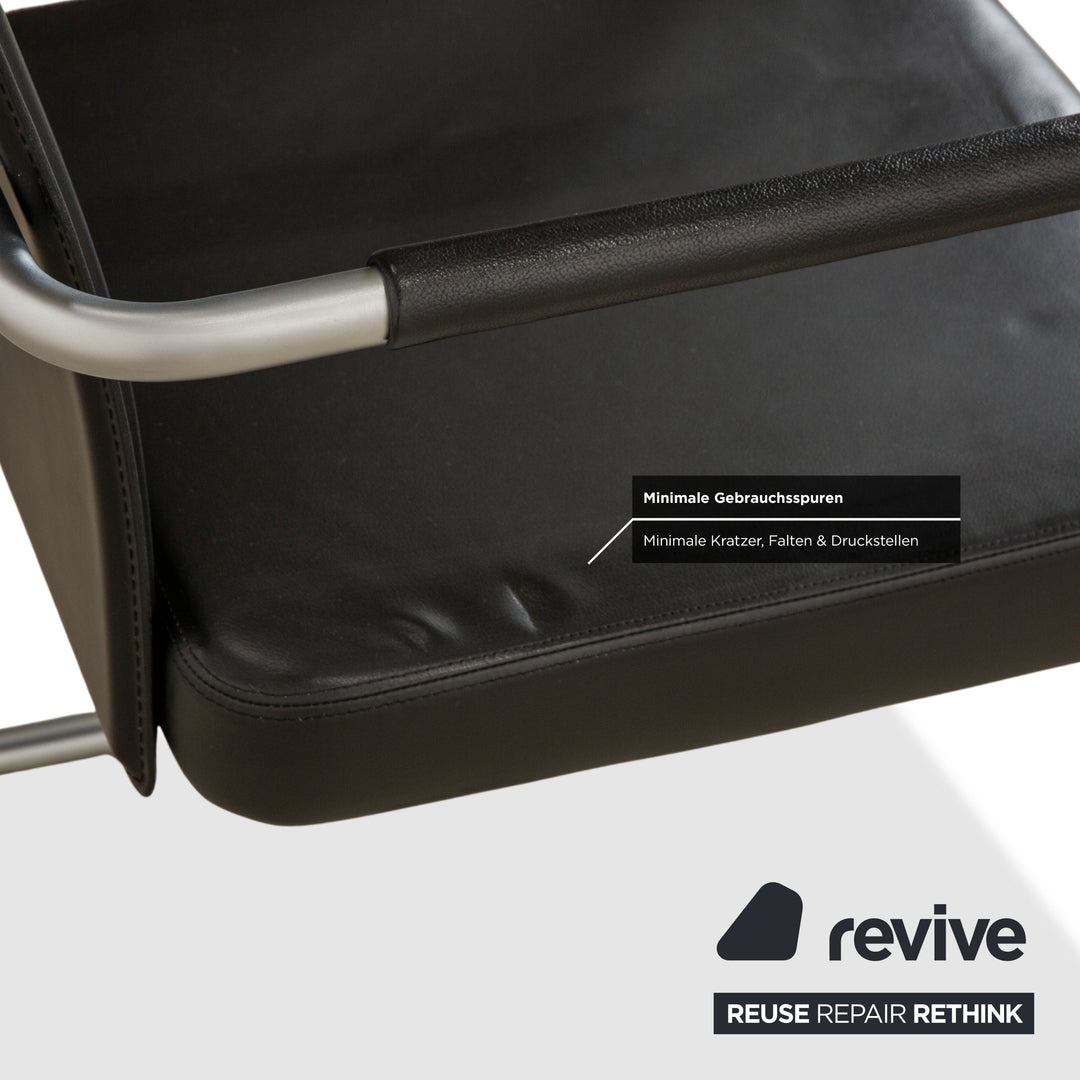 Ensemble de 6 fauteuils de salle à manger Ronald Schmitt RST 16 en cuir noir