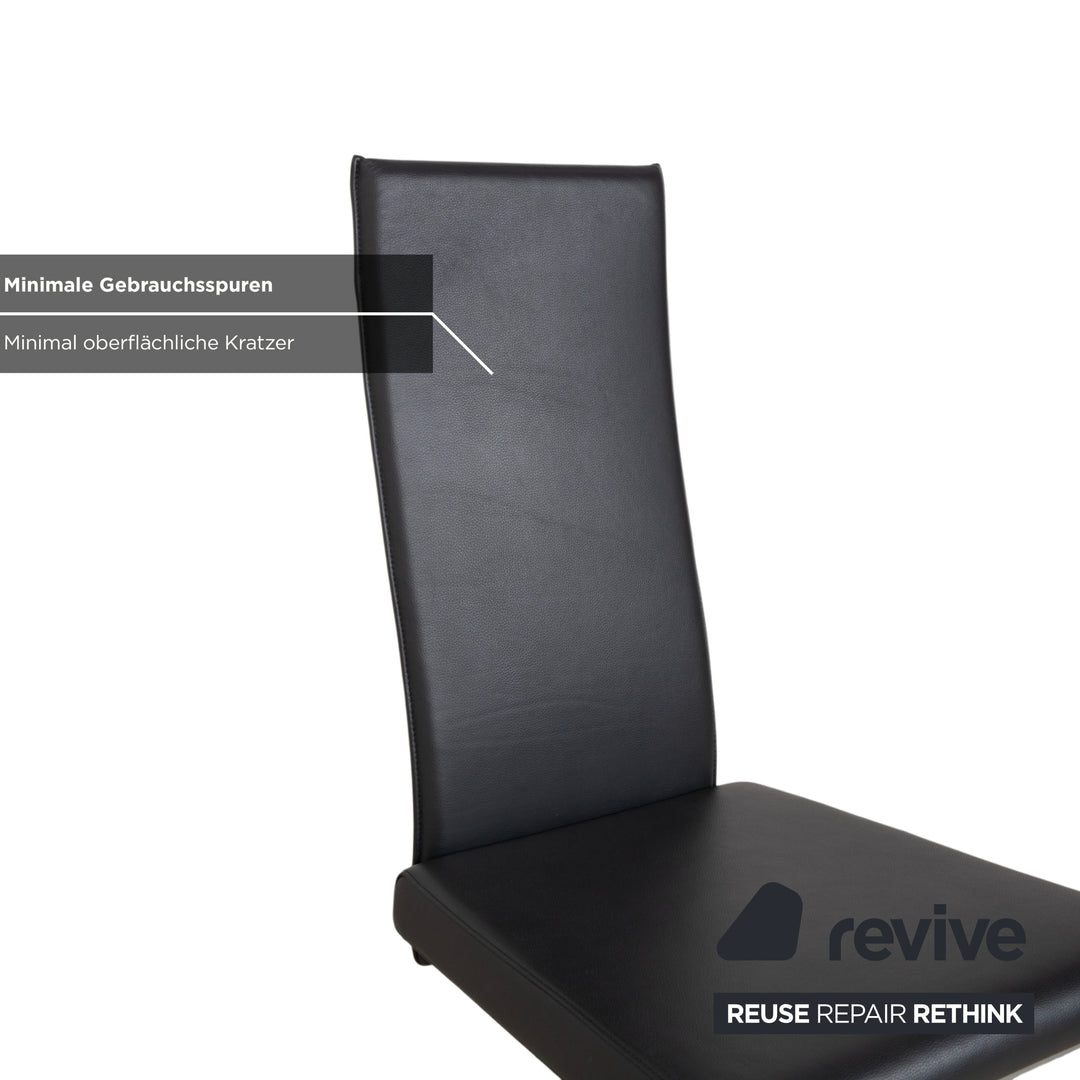 Ensemble de 6 chaises en cuir Ronald Schmitt RST81, gris anthracite foncé, design cantilever