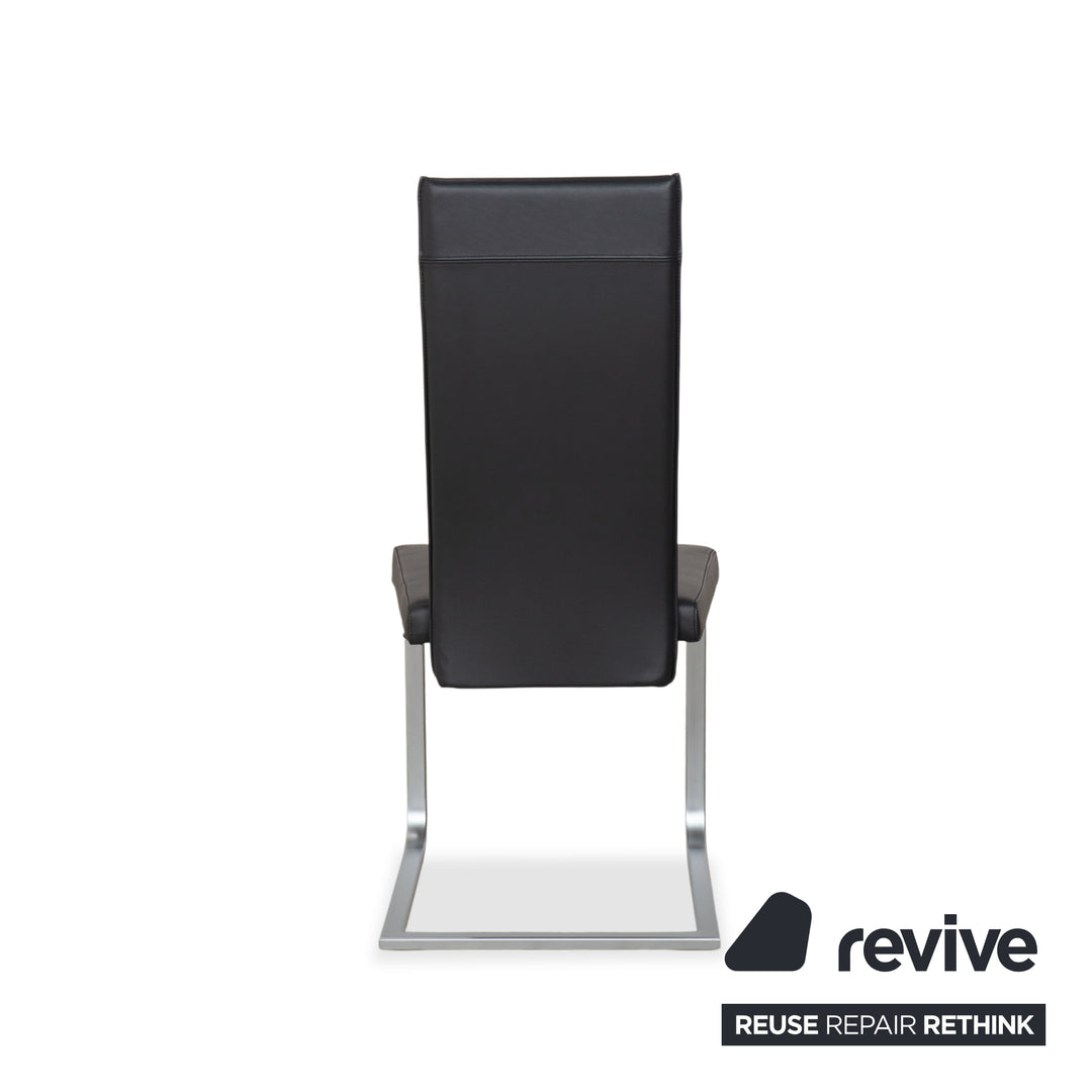 Ensemble de 6 chaises en cuir Ronald Schmitt RST81, gris anthracite foncé, design cantilever