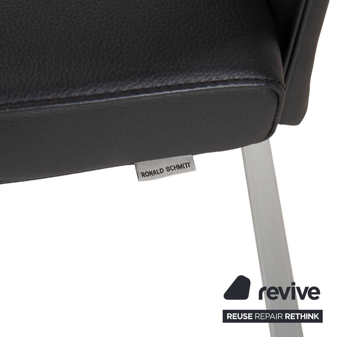 Ensemble de 6 chaises en cuir Ronald Schmitt RST81, gris anthracite foncé, design cantilever