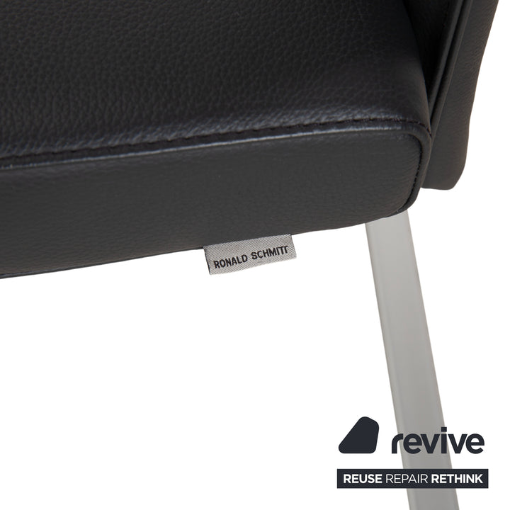 Ensemble de 6 chaises en cuir Ronald Schmitt RST81, gris anthracite foncé, design cantilever