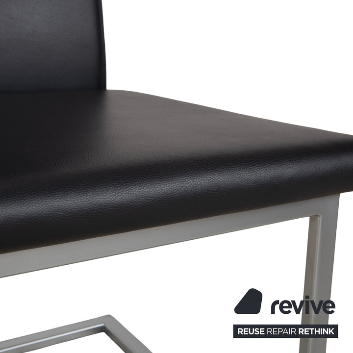 Ensemble de 6 chaises en cuir Ronald Schmitt RST81, gris anthracite foncé, design cantilever