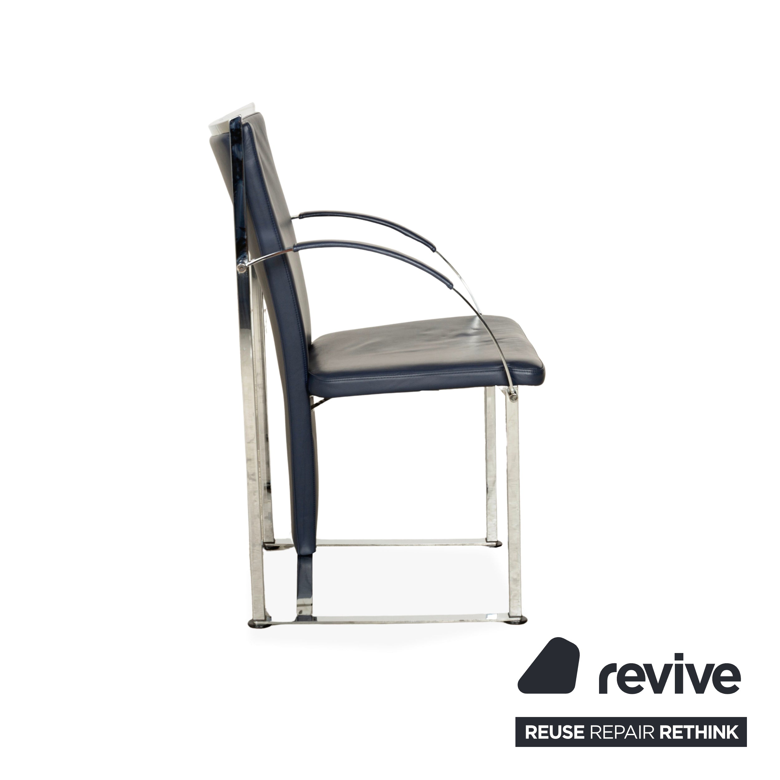 Set of 6 Ronald Schmitt chairs, blue leather