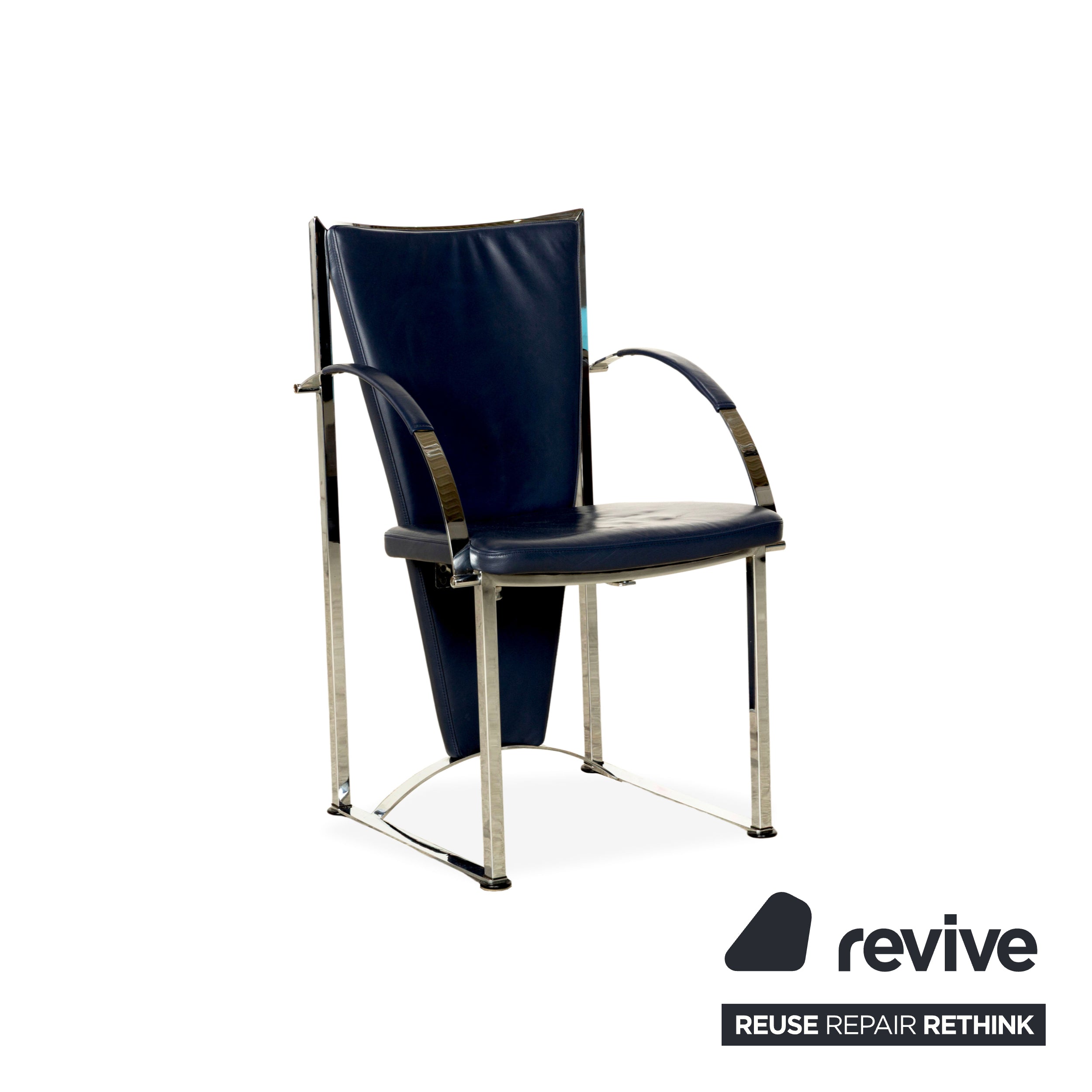 Set of 6 Ronald Schmitt chairs, blue leather