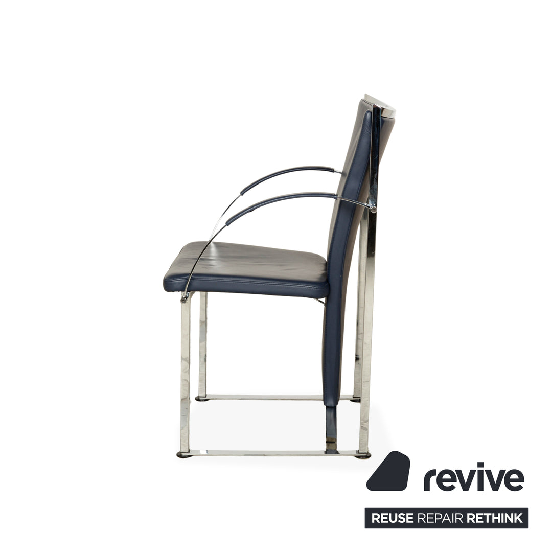 Set of 6 Ronald Schmitt chairs, blue leather