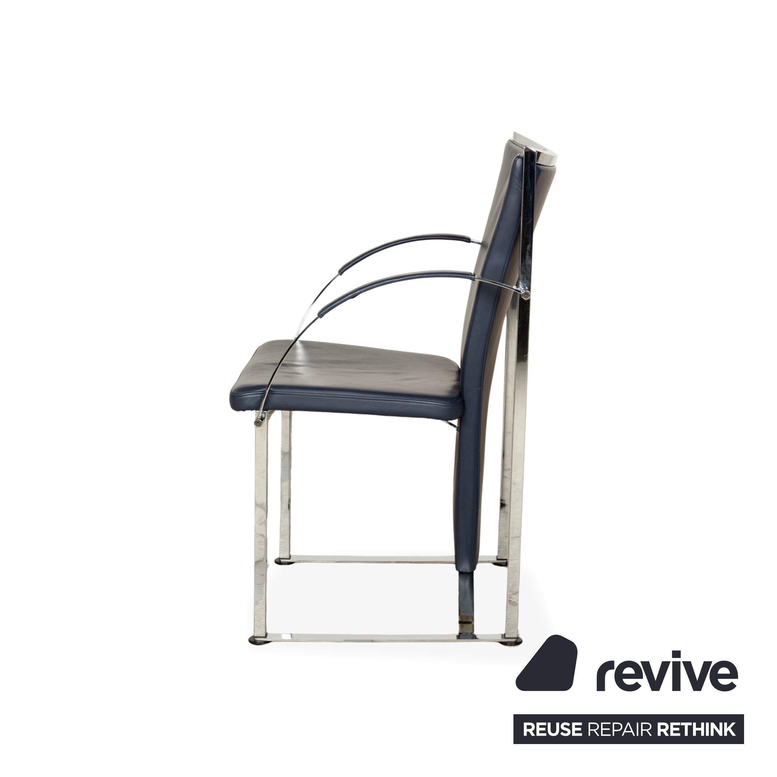 Set of 6 Ronald Schmitt chairs, blue leather