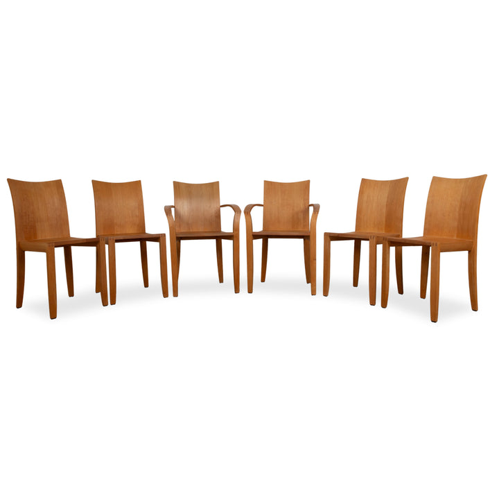 Set of 6 Team 7 Cubus Wood Chairs Brown Alder
