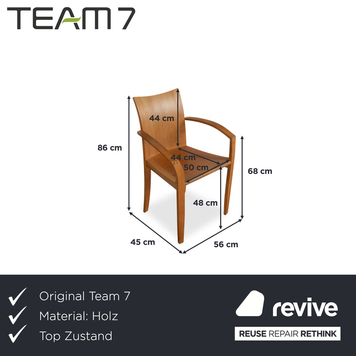 6er Garnitur Team 7 Cubus Holz Stuhl Braun Erle