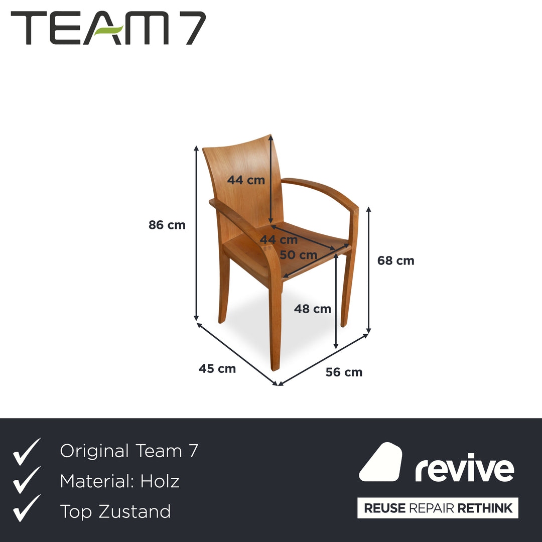 Set of 6 Team 7 Cubus Wood Chairs Brown Alder