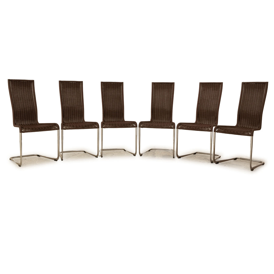 Set of 6 Tecta B25 wooden chairs brown dark brown dining room high back