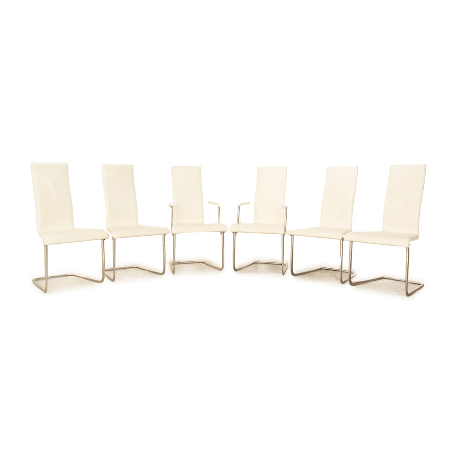 Set of 6 Tecta B25 leather chairs cream