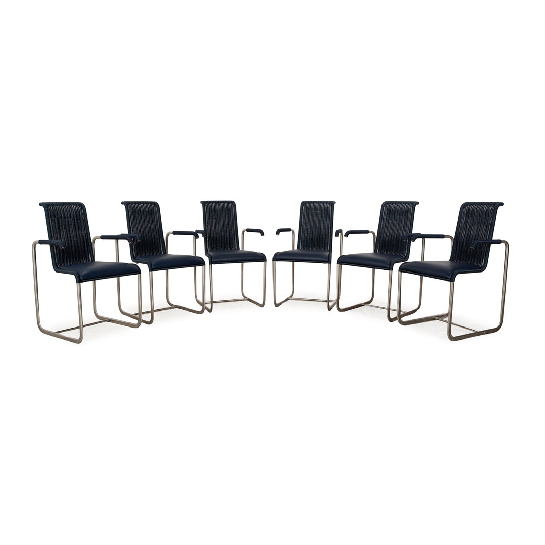 Lot de 6 chaises cantilever en bois Tecta D20 salle à manger bleu