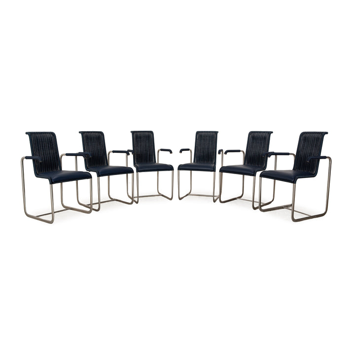 Lot de 6 chaises cantilever en bois Tecta D20 salle à manger bleu