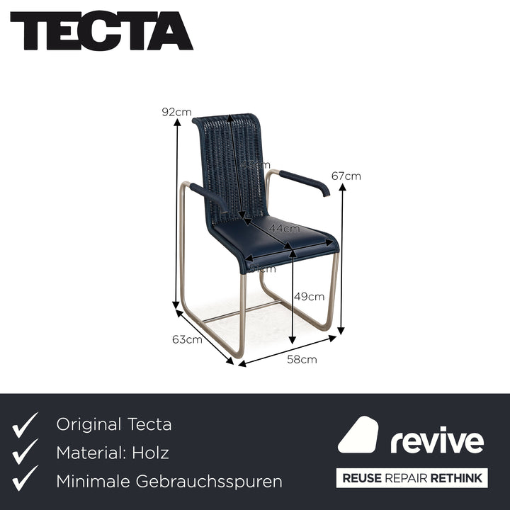 Lot de 6 chaises cantilever en bois Tecta D20 salle à manger bleu