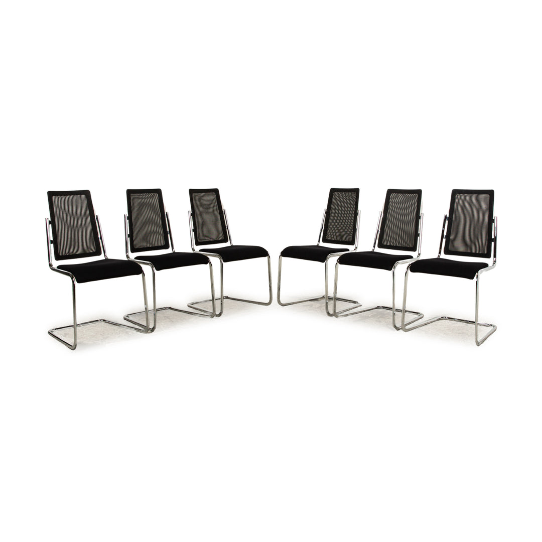 Lot de 6 chaises cantilever noires en tissu Tecta pour salle à manger