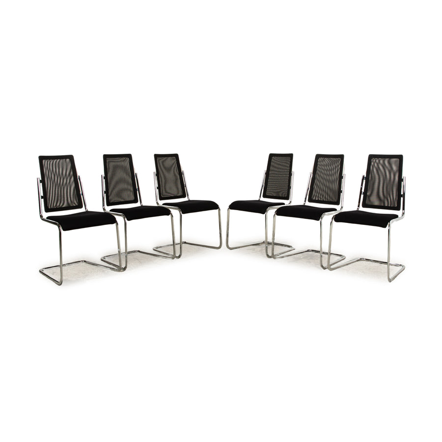 Set of 6 Tecta fabric chairs black cantilever dining room