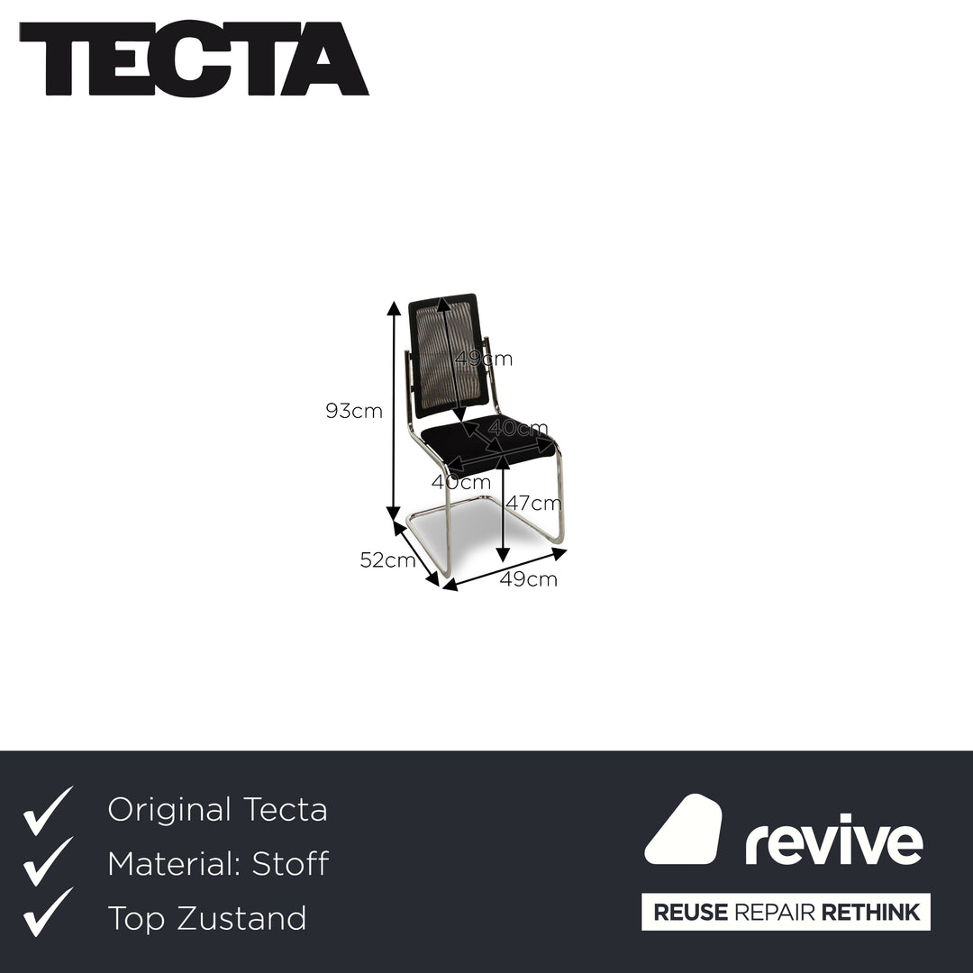 Lot de 6 chaises cantilever noires en tissu Tecta pour salle à manger