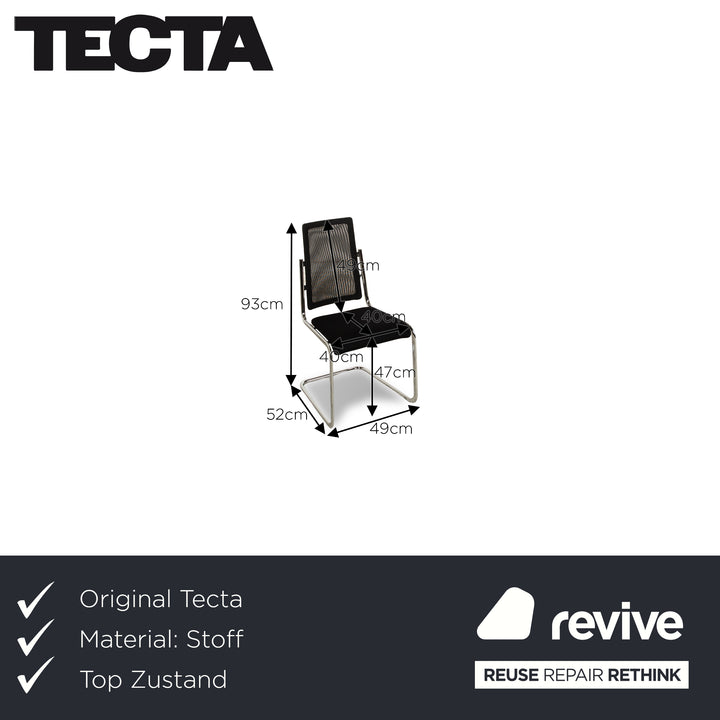 Set of 6 Tecta fabric chairs black cantilever dining room