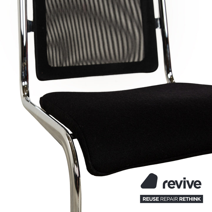 Set of 6 Tecta fabric chairs black cantilever dining room