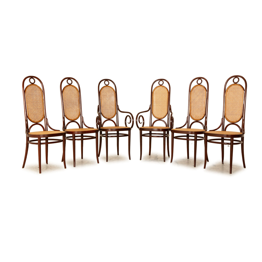 Set of 6 Thonet No. 17 wooden chairs brown coffee house