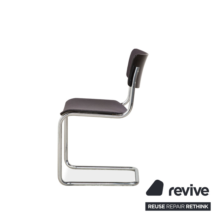 6er Garnitur Thonet S 43 Stoff Stuhl Grau Blau Esszimmer