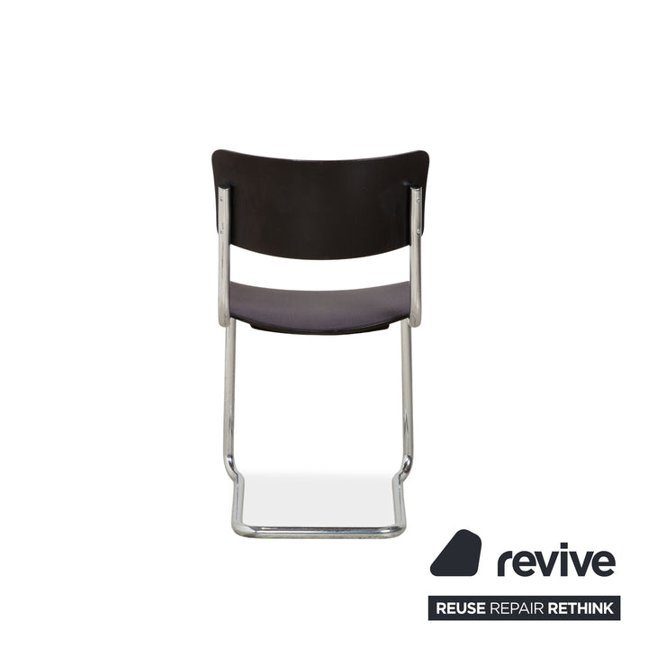 Set of 6 Thonet S 43 Fabric Chairs Grey Blue Dining Room
