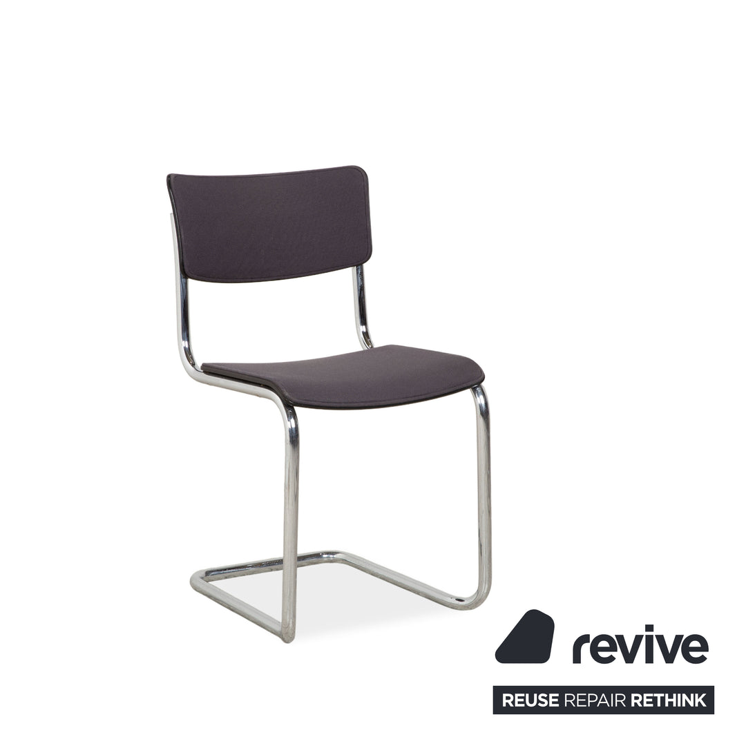 6er Garnitur Thonet S 43 Stoff Stuhl Grau Blau Esszimmer