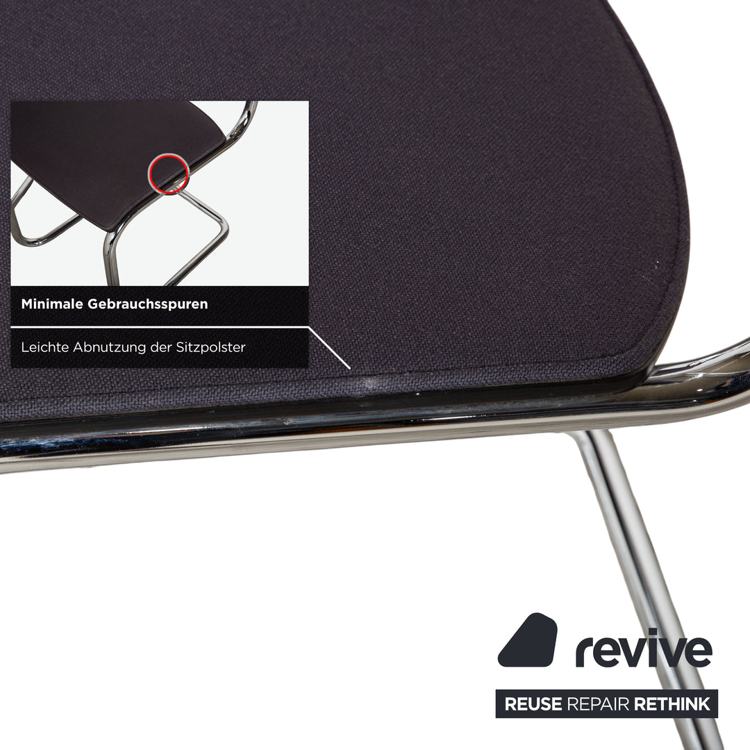 6er Garnitur Thonet S 43 Stoff Stuhl Grau Blau Esszimmer