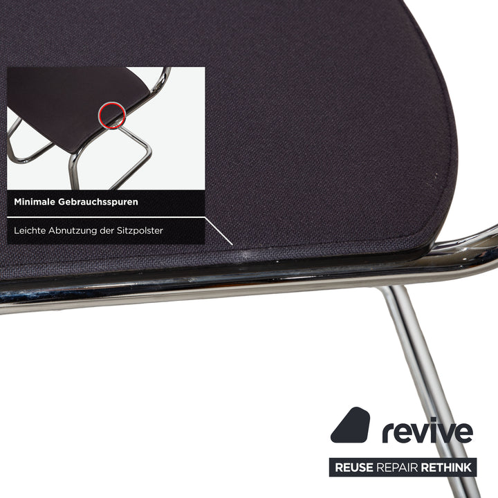 6er Garnitur Thonet S 43 Stoff Stuhl Grau Blau Esszimmer