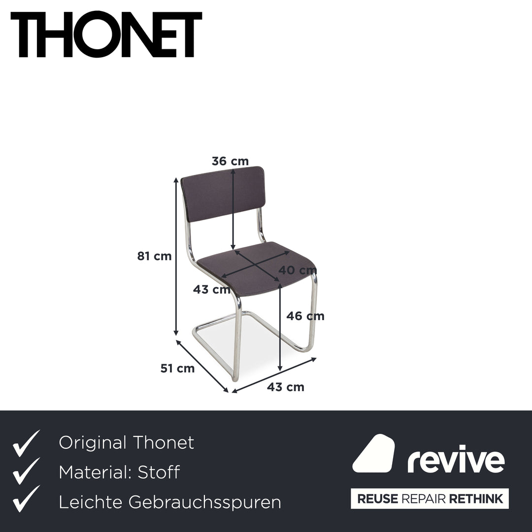 Set of 6 Thonet S 43 Fabric Chairs Grey Blue Dining Room