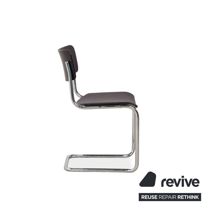 6er Garnitur Thonet S 43 Stoff Stuhl Grau Blau Esszimmer