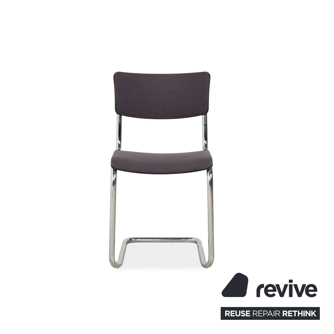 Set of 6 Thonet S 43 Fabric Chairs Grey Blue Dining Room