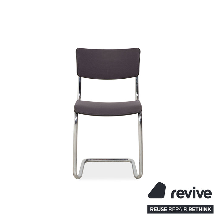 Set of 6 Thonet S 43 Fabric Chairs Grey Blue Dining Room