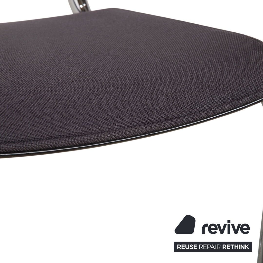 6er Garnitur Thonet S 43 Stoff Stuhl Grau Blau Esszimmer