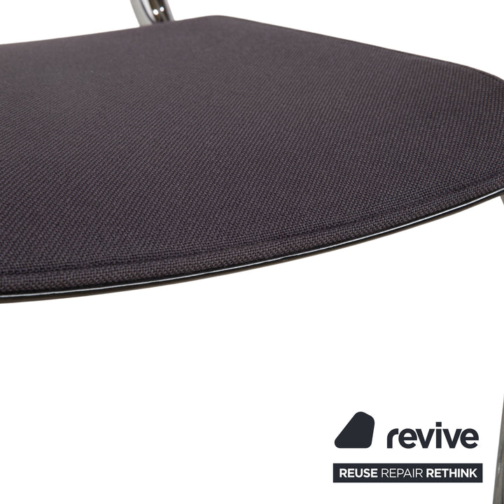 6er Garnitur Thonet S 43 Stoff Stuhl Grau Blau Esszimmer