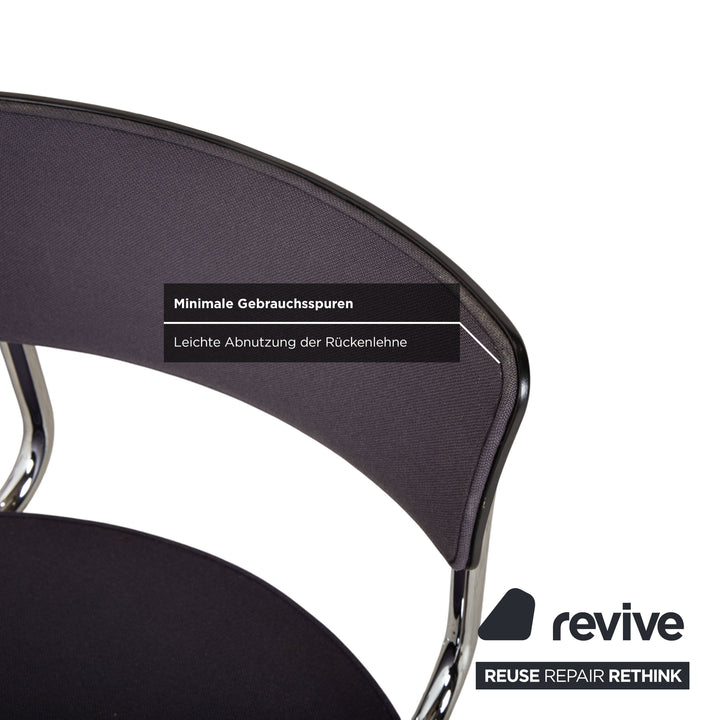 6er Garnitur Thonet S 43 Stoff Stuhl Grau Blau Esszimmer