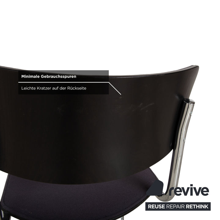 6er Garnitur Thonet S 43 Stoff Stuhl Grau Blau Esszimmer