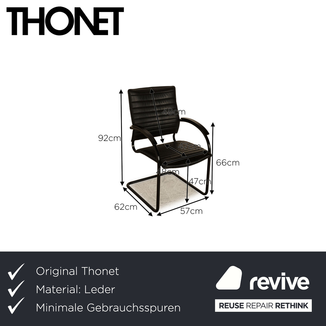 Set of 6 Thonet S 74 leather chairs black dining room