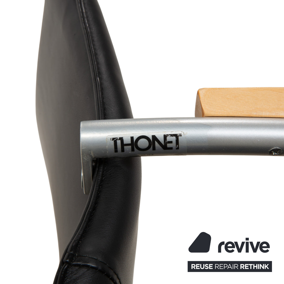 6er Garnitur Thonet S 79 Leder Stuhl Schwarz